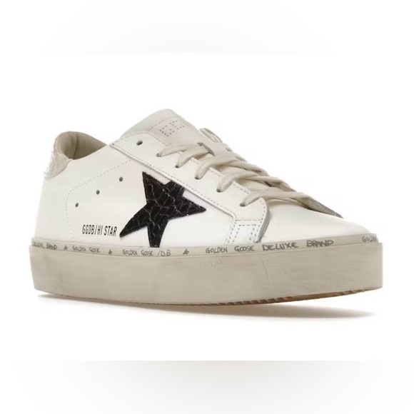Golden Goose Hi Star Sneaker in White Black & Ivory
